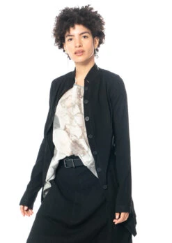 PAL OFFNER, Schmal Geschnittener, Asymmetrischer Frackmantel -Kleider Geschaft 02 0901 gr. 2 black m.02 1303 u. 08 0102