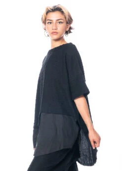 PAL OFFNER, Bequemes Oversize-T-Shirt Aus Bubble Sweat Im Lagenlook -Kleider Geschaft 020501 310001 black 1 3 13