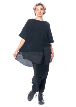 PAL OFFNER, Bequemes Oversize-T-Shirt Aus Bubble Sweat Im Lagenlook -Kleider Geschaft 020501 310001 black 1 3 14