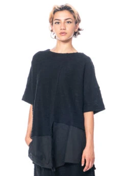 PAL OFFNER, Bequemes Oversize-T-Shirt Aus Bubble Sweat Im Lagenlook -Kleider Geschaft 020501 310001 black 1 3 2