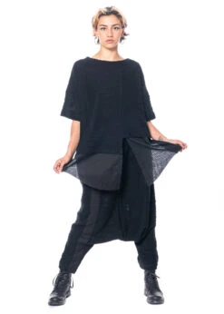 PAL OFFNER, Bequemes Oversize-T-Shirt Aus Bubble Sweat Im Lagenlook -Kleider Geschaft 020501 310001 black 1 3 4