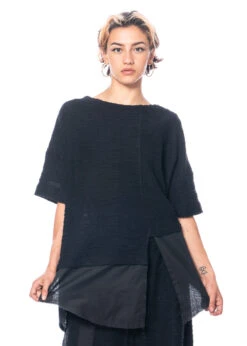 PAL OFFNER, Bequemes Oversize-T-Shirt Aus Bubble Sweat Im Lagenlook -Kleider Geschaft 020501 310001 black 1 3 7