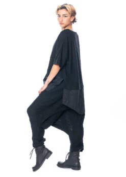 PAL OFFNER, Bequemes Oversize-T-Shirt Aus Bubble Sweat Im Lagenlook -Kleider Geschaft 020501 310001 black 1 3 8