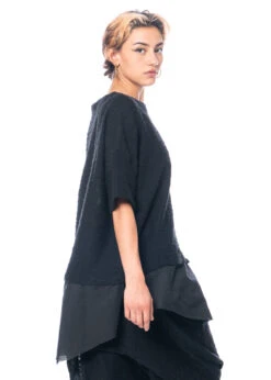 PAL OFFNER, Bequemes Oversize-T-Shirt Aus Bubble Sweat Im Lagenlook -Kleider Geschaft 020501 310001 black 1 3 9
