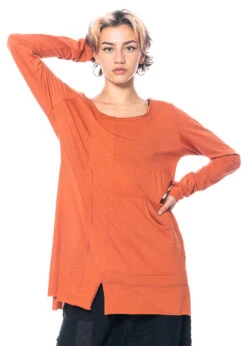 PAL OFFNER, Locker Geschnittenes Langarmshirt Mit Patch-Details 27 PAL OFFNER, Locker Geschnittenes Langarmshirt Mit Patch-Details -Kleider Geschaft 030202 300001 cinnamon 3 4