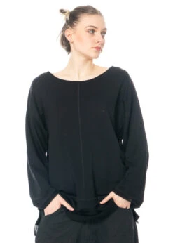 PAL OFFNER, Bequemer, Leichter Pullover Aus Einem Sweat-Jersey-Gemisch -Kleider Geschaft 04 0401 black mit 05 1308 2