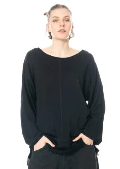 PAL OFFNER, Bequemer, Leichter Pullover Aus Einem Sweat-Jersey-Gemisch -Kleider Geschaft 04 0401 black mit 05 1308