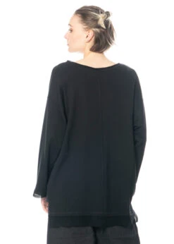 PAL OFFNER, Bequemer, Leichter Pullover Aus Einem Sweat-Jersey-Gemisch -Kleider Geschaft 04 0401 black mit 05 1308 3
