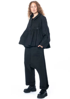 RUNDHOLZ, Gestreifte Hose Mit Hohem Bund Aus Leinengemisch 2231100101 -Kleider Geschaft 1101102 18 1