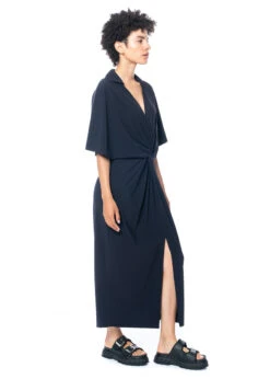 MINX, Kleid Alma Mit Knotendetails Und V-Ausschnitt -Kleider Geschaft 110690 alma darkblue 38 9