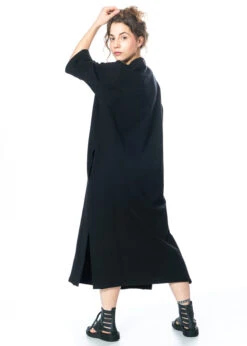 HINDAHL & SKUDELNY, Langes Kleid Mit Seitlichen Schlitzen 123K02 -Kleider Geschaft 123k02 nero 4