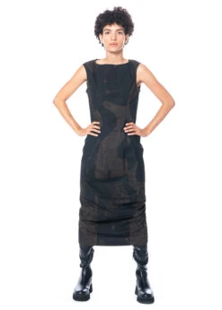 RUNDHOLZ, ärmelloses Kleid Mit Grafischem Print Aus Leinen-Baumwollgemisch 2231240910 -Kleider Geschaft 1240910 kaffeeprint s 9