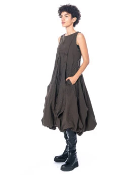 RUNDHOLZ, Feminines, ärmelloses Ballonkleid Aus Leinen-Baumwoll-Gemisch 2231240925 -Kleider Geschaft 1240925 kaffee s