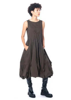 RUNDHOLZ, Feminines, ärmelloses Ballonkleid Aus Leinen-Baumwoll-Gemisch 2231240925 -Kleider Geschaft 1240925 kaffee s 4