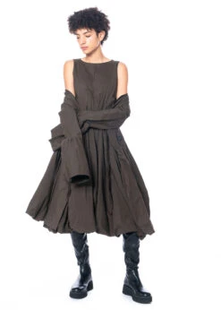 RUNDHOLZ, Feminines, ärmelloses Ballonkleid Aus Leinen-Baumwoll-Gemisch 2231240925 -Kleider Geschaft 1240925 kaffee s 6