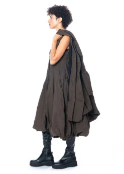 RUNDHOLZ, Feminines, ärmelloses Ballonkleid Aus Leinen-Baumwoll-Gemisch 2231240925 -Kleider Geschaft 1240925 kaffee s 7