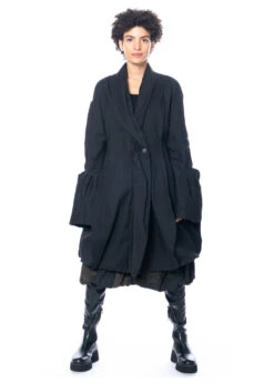 RUNDHOLZ, Taillierter Übergangsmantel In Effektvoller Knitter-Optik 2231241226 -Kleider Geschaft 1241226 black m 4