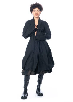 RUNDHOLZ, Taillierter Übergangsmantel In Effektvoller Knitter-Optik 2231241226 -Kleider Geschaft 1241226 black m 6