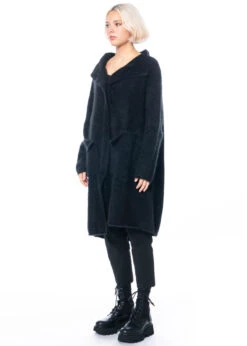 RUNDHOLZ, Asymmetrischer Onesize Mantel Aus Kuscheligem Waschbärfell 2231417208 -Kleider Geschaft 1417208 black 3