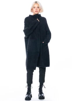RUNDHOLZ, Asymmetrischer Onesize Mantel Aus Kuscheligem Waschbärfell 2231417208 -Kleider Geschaft 1417208 black 6