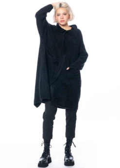 RUNDHOLZ, Asymmetrischer Onesize Mantel Aus Kuscheligem Waschbärfell 2231417208 -Kleider Geschaft 1417208 black 9