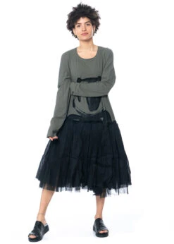 RUNDHOLZ, Langärmeliges, Urbanes Kleid Mit Tüllrock Und Einzigartigem, Grafischem Print 1231560902 -Kleider Geschaft 1560902 mit myazzo 10