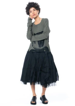 RUNDHOLZ, Langärmeliges, Urbanes Kleid Mit Tüllrock Und Einzigartigem, Grafischem Print 1231560902 -Kleider Geschaft 1560902 mit myazzo 11