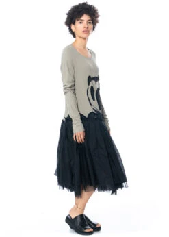 RUNDHOLZ, Langärmeliges, Urbanes Kleid Mit Tüllrock Und Einzigartigem, Grafischem Print 1231560902 -Kleider Geschaft 1560902 mit myazzo 5