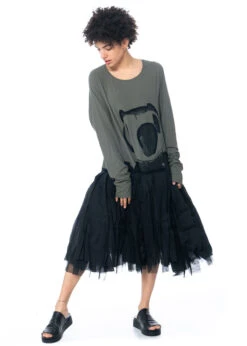 RUNDHOLZ, Langärmeliges, Urbanes Kleid Mit Tüllrock Und Einzigartigem, Grafischem Print 1231560902 -Kleider Geschaft 1560902 mit myazzo 8