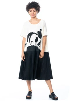 RUNDHOLZ, Bedrucktes, Weit Geschnittenes T-Shirt-Kleid Aus Baumwollstretch 1231560904 -Kleider Geschaft 1560904 m. myazzo u. tasche joy 3