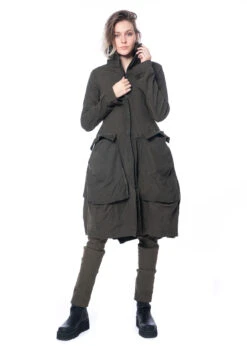 RUNDHOLZ DIP, Leicht Taillierter Mantel Mit Voluminösen Fronttaschen 2232121207 -Kleider Geschaft 2121207 khaki s 11
