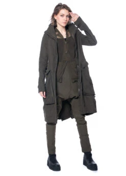 RUNDHOLZ DIP, Leicht Taillierter Mantel Mit Voluminösen Fronttaschen 2232121207 -Kleider Geschaft 2121207 khaki s 7