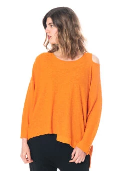 PAL OFFNER, Leichter Sommer-Strickpullover Aus 50% Flachs -Kleider Geschaft 2201 15 0402 knitstrappullover papayaorange 3