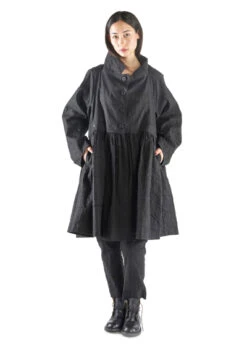 RUNDHOLZ, Gestreifter Leinenmantel Mit Femininem, Plissiertem Rockdetail 2231101207