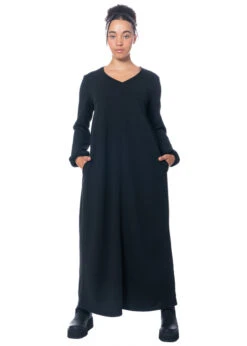 HINDAHL & SKUDELNY, Langes Kleid Mit V-Ausschnitt 223K09 -Kleider Geschaft 223k09 m.power up hinten 5