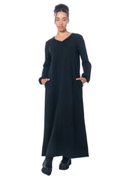 HINDAHL & SKUDELNY, Langes Kleid Mit V-Ausschnitt 223K09 -Kleider Geschaft 223k09 m.power up hinten 6