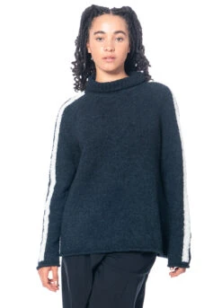 HINDAHL & SKUDELNY, Raglanpullover Mit Stehkragen 223P19 -Kleider Geschaft 223p19 nero ecru gr. l 4
