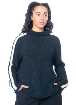 HINDAHL & SKUDELNY, Raglanpullover Mit Stehkragen 223P19 -Kleider Geschaft 223p19 nero ecru gr. l 7