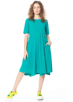 Yukai, Sommerkleid Mit Taschen Und Halblangen Ärmeln