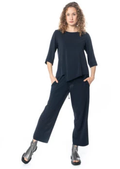 Yukai, Halbarm-Shirt Mit Raffung Und Rundhalsausschnitt