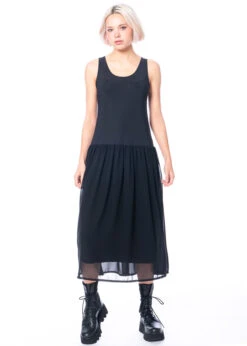 Yukai, Unterkleid Mit Materialmix Und Ausgestelltem Rockteil 23 Yukai, Unterkleid Mit Materialmix Und Ausgestelltem Rockteil -Kleider Geschaft 234k2 2