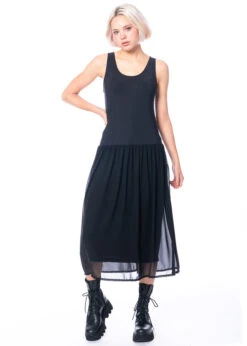 Yukai, Unterkleid Mit Materialmix Und Ausgestelltem Rockteil 21 Yukai, Unterkleid Mit Materialmix Und Ausgestelltem Rockteil -Kleider Geschaft 234k2 3