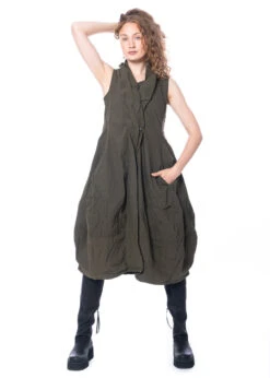 RUNDHOLZ DIP, ärmelloses Kleid Aus Baumwollstretch 2232390908 -Kleider Geschaft 2390908 khaki s 4