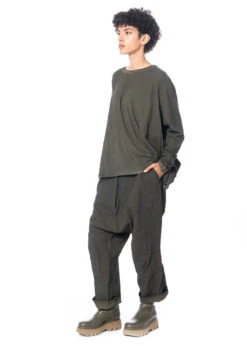 RUNDHOLZ DIP, Verkürzte Hose Aus Edler Baumwolle Mit Tiefem Schritt 2232440106 -Kleider Geschaft 2440106 khakicloud s