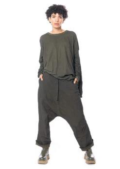 RUNDHOLZ DIP, Verkürzte Hose Aus Edler Baumwolle Mit Tiefem Schritt 2232440106 -Kleider Geschaft 2440106 khakicloud s 3