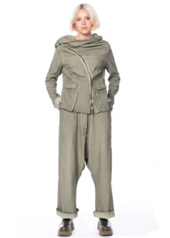 RUNDHOLZ DIP, Baumwolljacke Mit Diagonalem Reißverschluss Und Voluminösem Kragen 2232441102 -Kleider Geschaft 2441102 2