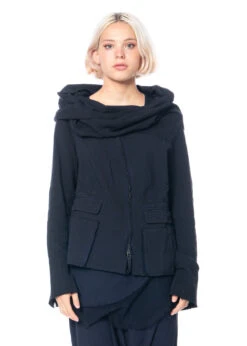 RUNDHOLZ DIP, Baumwolljacke Mit Diagonalem Reißverschluss Und Voluminösem Kragen 2232441102 -Kleider Geschaft 2441102 grapecloud s