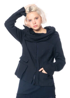 RUNDHOLZ DIP, Baumwolljacke Mit Diagonalem Reißverschluss Und Voluminösem Kragen 2232441102 -Kleider Geschaft 2441102 grapecloud s 4