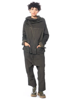 RUNDHOLZ DIP, Baumwolljacke Mit Diagonalem Reißverschluss Und Voluminösem Kragen 2232441102 -Kleider Geschaft 2441102 khakicloud m 3