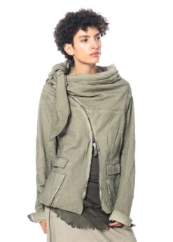 RUNDHOLZ DIP, Baumwolljacke Mit Diagonalem Reißverschluss Und Voluminösem Kragen 2232441102 -Kleider Geschaft 2441102 schilfcloud s 10